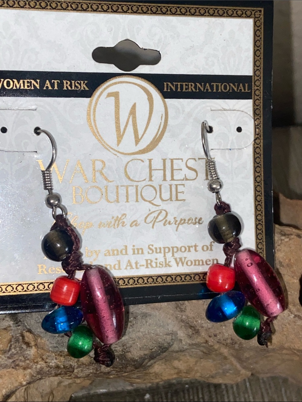 Handmade Sterling Silver Hook Multi-Bead Glass Thread Drop Dangle Earrings
